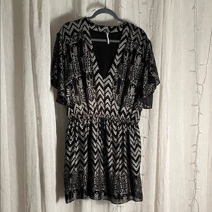 Free People Black and White, metallic Geometric Dress